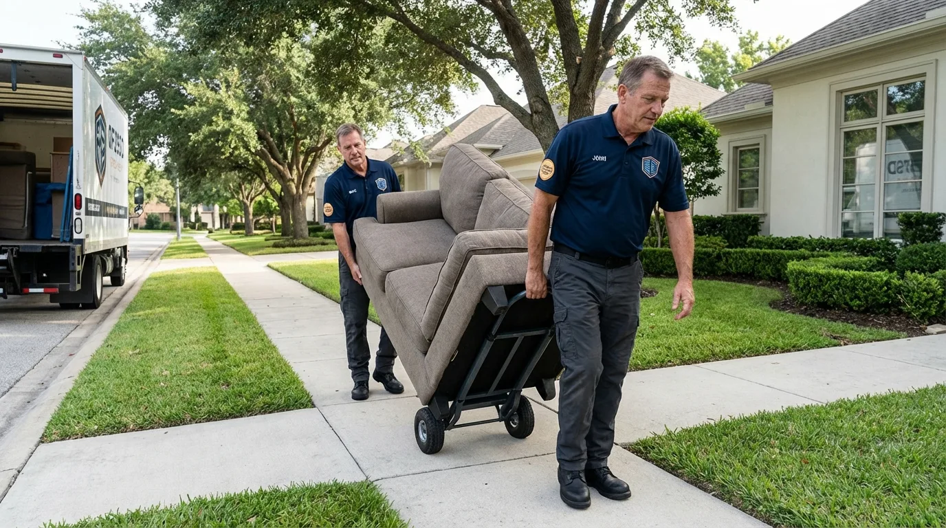 Local residential moving crew loading furniture in Indianola, IA